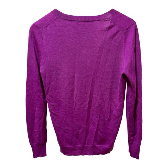 J Crew Purple 100% Merino Wool V Neck Pullover Sweater Size M - Picture 5 of 6